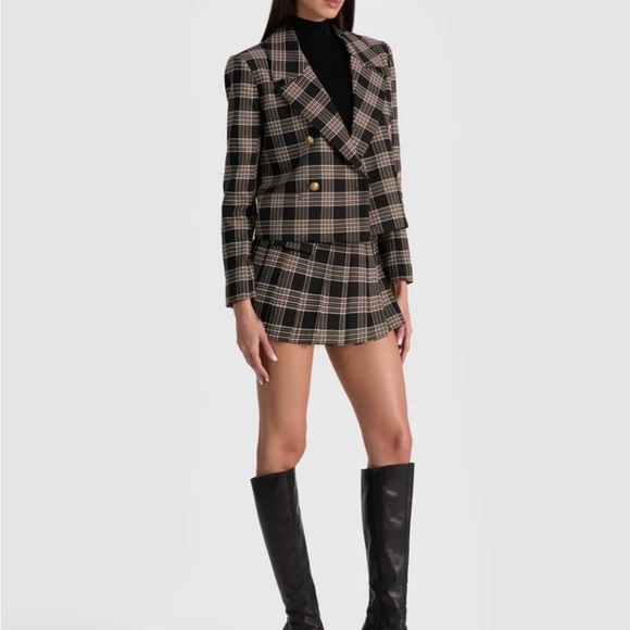 Alice + Olivia Black and White Plaid Mini Skirt - Picture 3 of 3